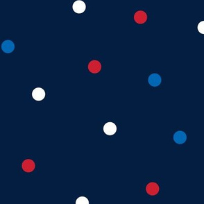 mixed polka dots lg red white and royal on navy blue || independence day USA american fourth of july 4th