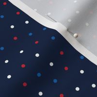 mixed polka dots sm red white and royal on navy blue || independence day USA american fourth of july 4th