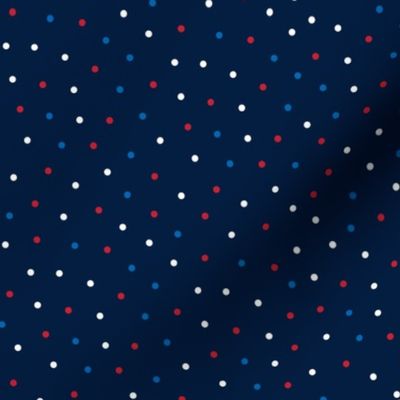 mixed polka dots sm red white and royal on navy blue || independence day USA american fourth of july 4th