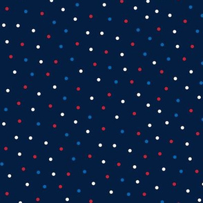 mixed polka dots sm red white and royal on navy blue || independence day USA american fourth of july 4th