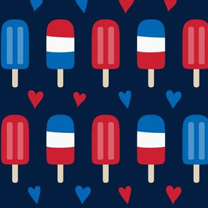 popsicles MED red white and royal on navy blue || independence day USA american fourth of july 4th