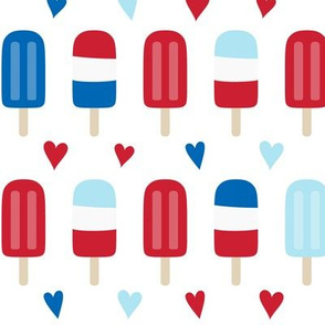 popsicles MED red and royal blue on white || independence day USA american fourth of july 4th