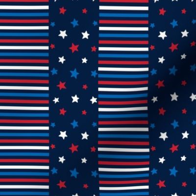 stars and stripes sm red white and royal on navy blue || independence day USA american fourth of july 4th