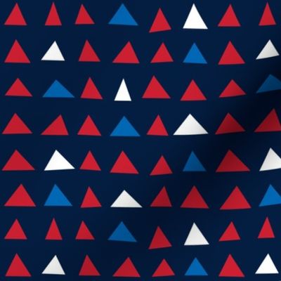 triangles sm red white and royal on navy blue || independence day USA american fourth of july 4th
