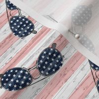 Star sunnies - navy on pink - LAD19