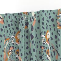 africa africa - leopard head and spots - aqua blue