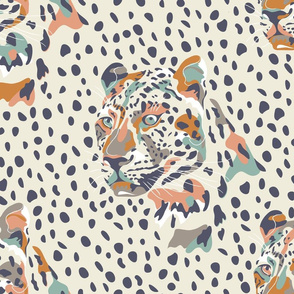 africa africa - leopard head and spots - cream