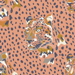 africa africa - leopard head and spots - peach 