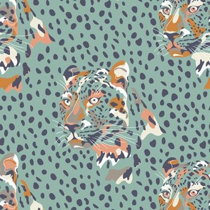 africa africa - leopard head and spots - aqua blue - small