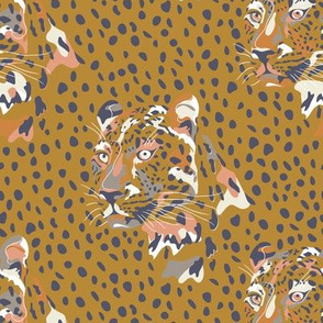 africa africa - leopard head and spots - gold blue - small