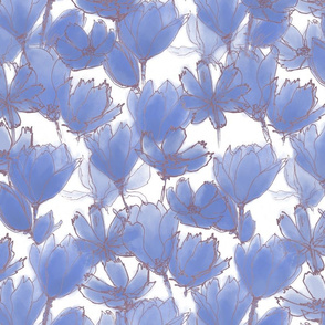 Light Blue Florals White