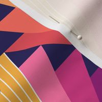 Geometric fan-retro-L-coral/purple/blue