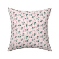 Bohemian summer blossom botanical leaves and cherry flower branch indian summer green pink SMALL