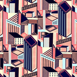 Abstract Minimalism City (Blush & Navy)