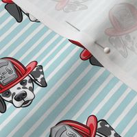 Dalmatian fire dogs   - baby blue stripes - LAD19