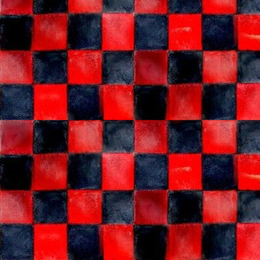 red_and_dark_blue_checkers_board_painting