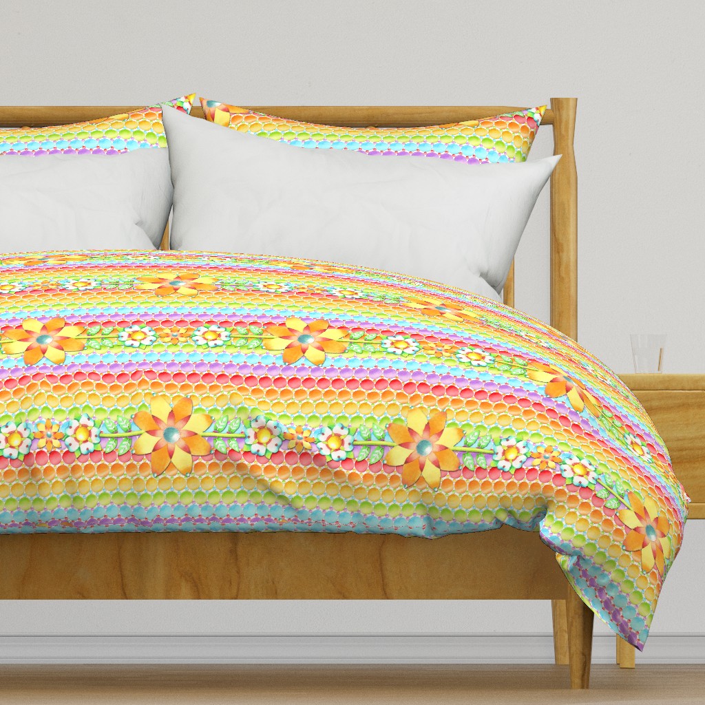 Groovy Rainbow Polka Dot Floral