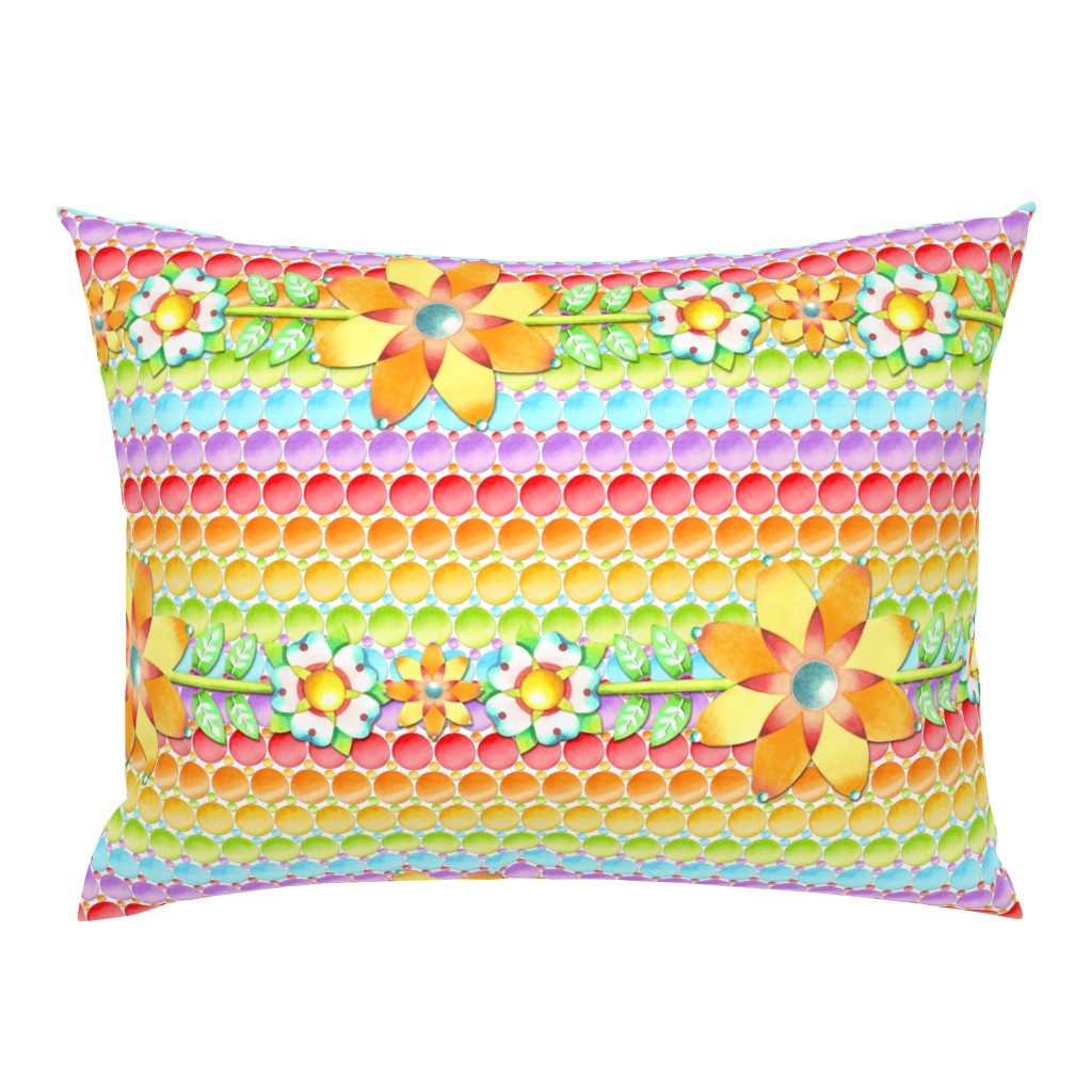 Groovy Rainbow Polka Dot Floral