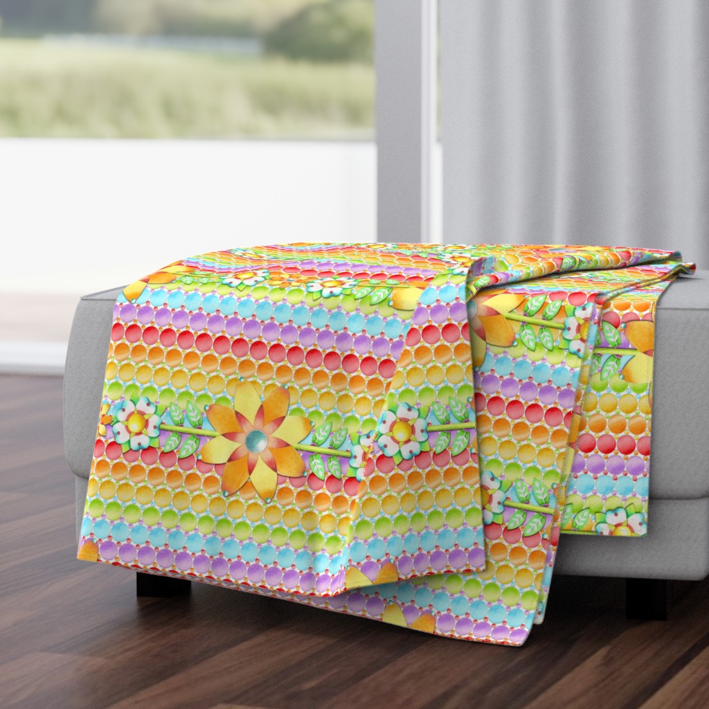 Groovy Rainbow Polka Dot Floral