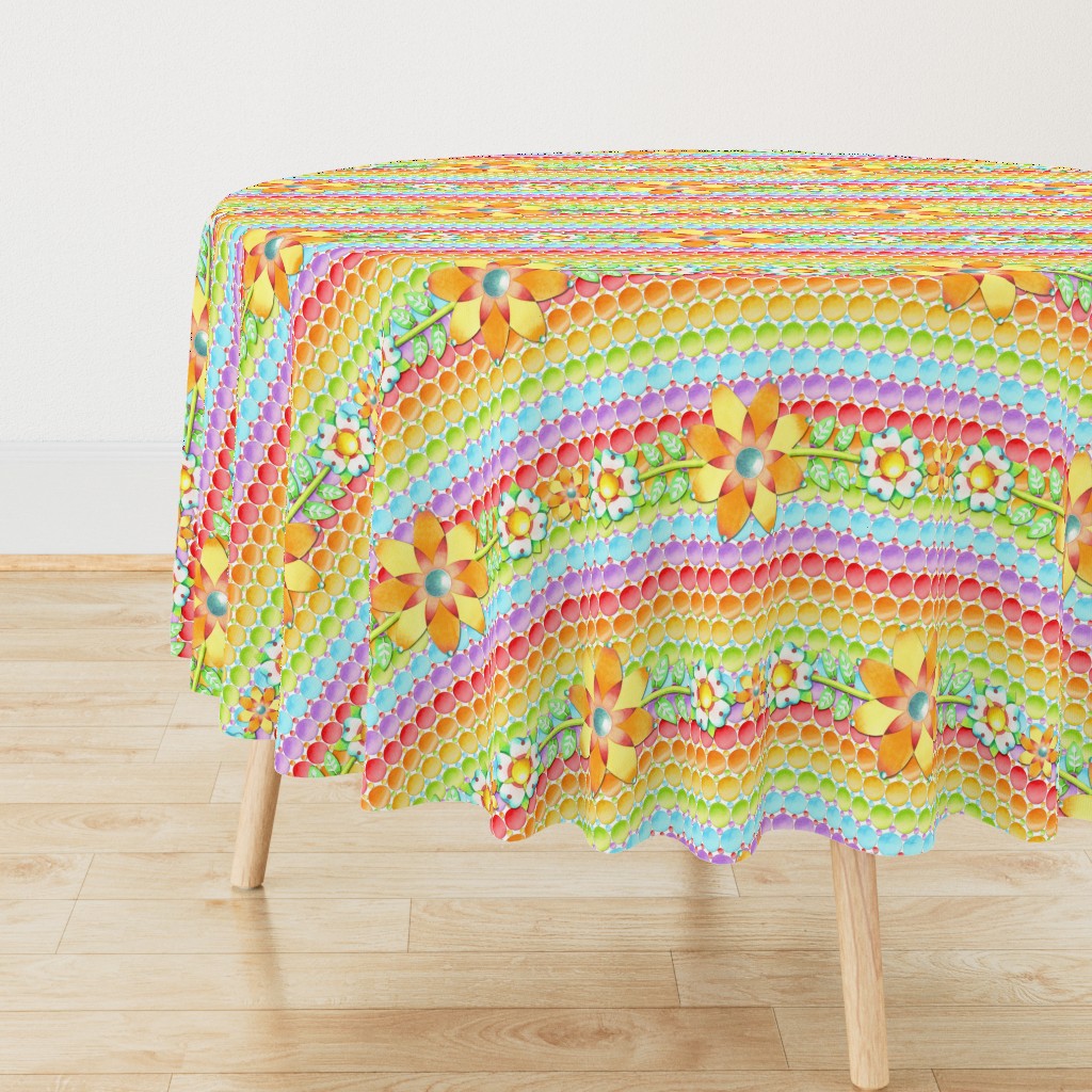 Groovy Rainbow Polka Dot Floral