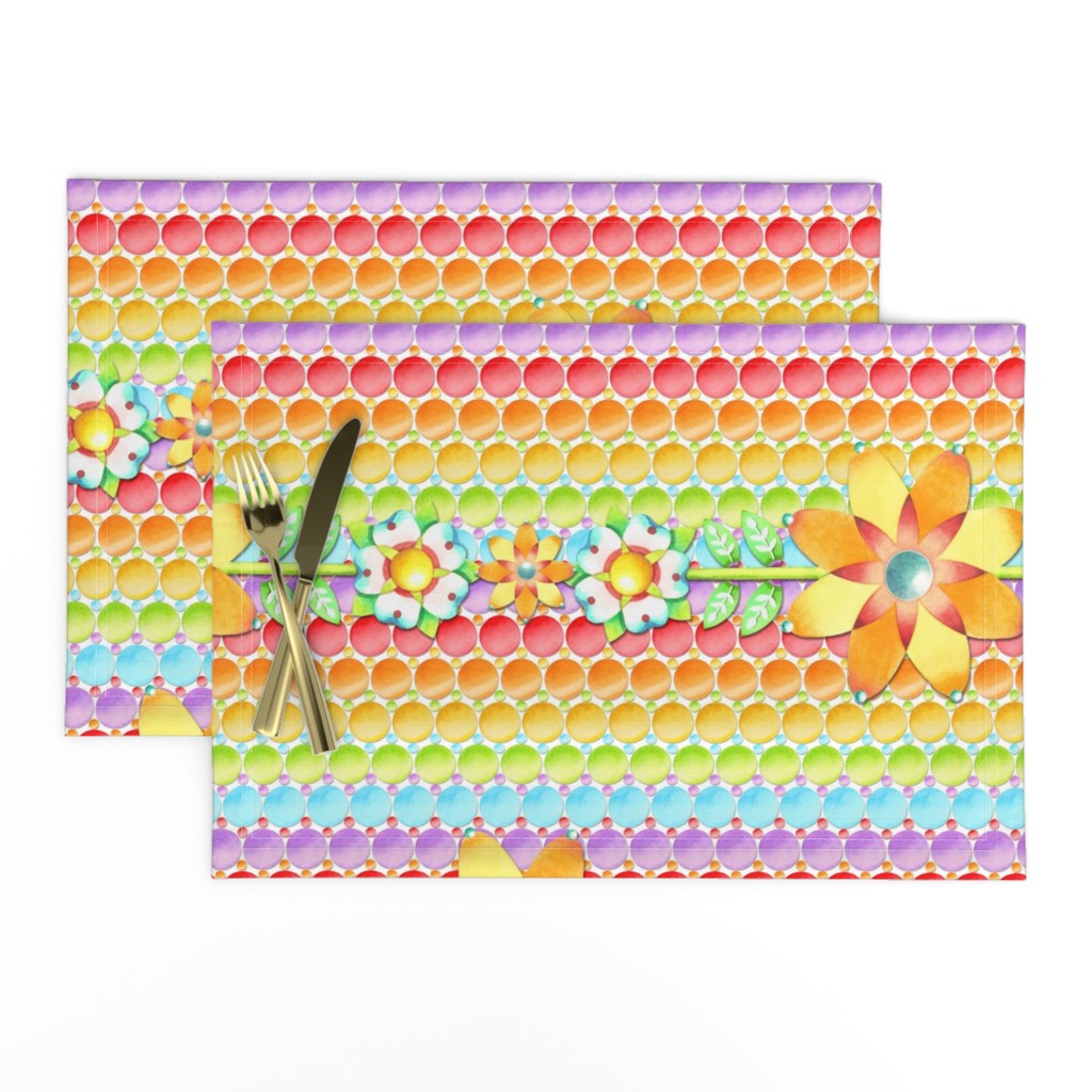 Groovy Rainbow Polka Dot Floral