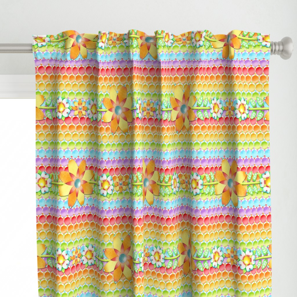 Groovy Rainbow Polka Dot Floral