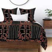 Tribal Shaman Spirits - Rust Black Ivory - Design 8845801 - 56x56" repeat