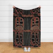 Tribal Shaman Spirits - Rust Black Ivory - Design 8845801 - 56x56" repeat