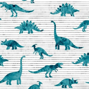 Dinosaurs - Dinos watercolor - teal - LAD19