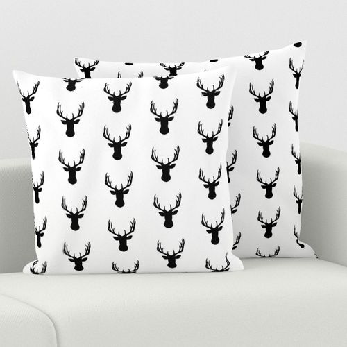 Black Deer Head Silhouettes on white - small scale