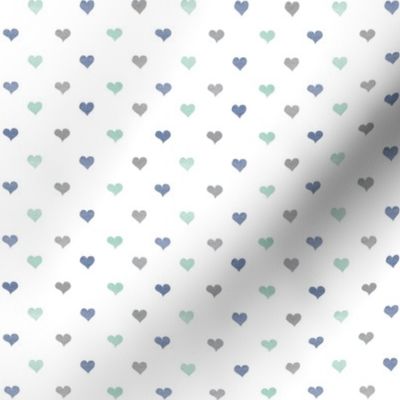 Watercolor Hearts//Blue, Grey, Mint