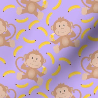 Monkey Munching Bananas Purple