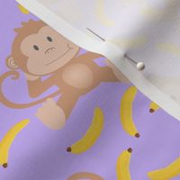 Monkey Munching Bananas Purple