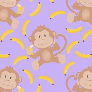 Monkey Munching Bananas Purple