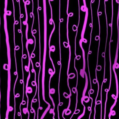 Loopy Pink Minimalist Stripes On Black