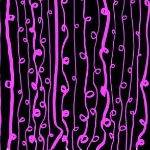 Loopy Pink Minimalist Stripes On Black