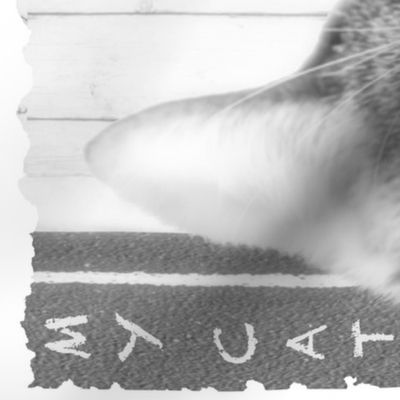 My Cat “Attude” Portrait Tea Towel Grey Scale