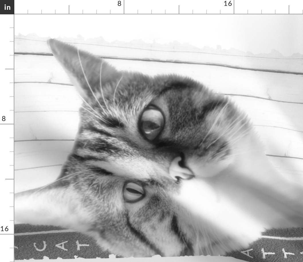 My Cat “Attude” Portrait Tea Towel Grey Scale