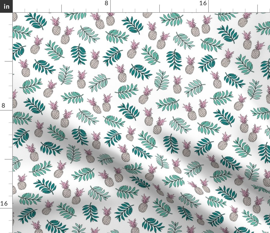 Pineapple paradise island vibes fruit and botanical leaves summer surf green pink