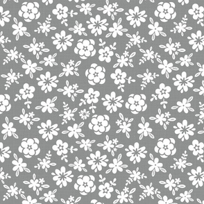 White Floral On Gray