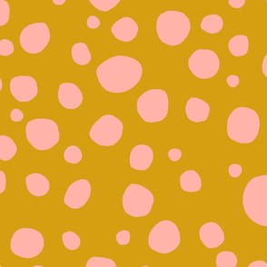 Polka Dots Mustard Yellow and Pink Jumbo