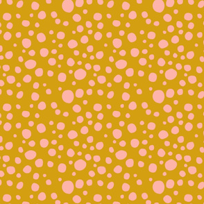 Polka Dots in Mustard Yellow and Pink