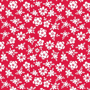 White Floral On Red