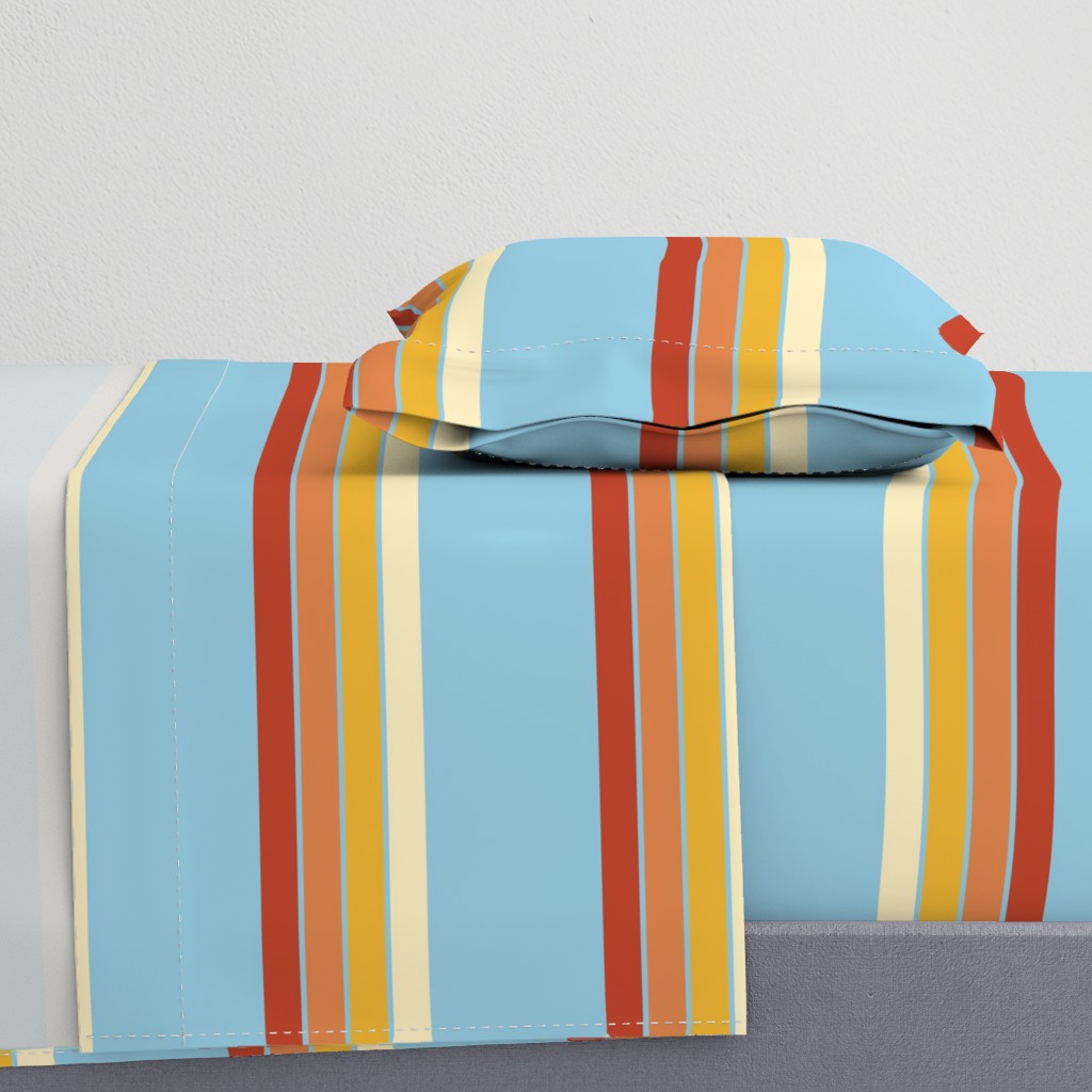 Retro Stripes Light Blue and Orange Stripes Space-02