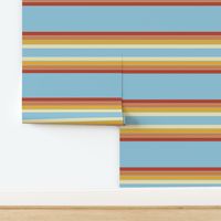 Retro Stripes Light Blue and Orange Stripes Space-02