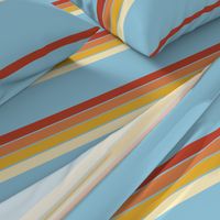 Retro Stripes Light Blue and Orange Stripes Space-02