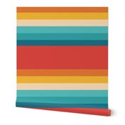 Retro Stripes Red, Orange to Teal