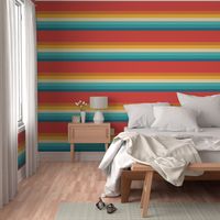 Retro Stripes Red, Orange to Teal Vintage Design