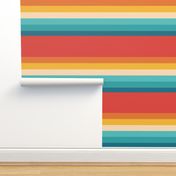 Retro Stripes Red, Orange to Teal Vintage Design