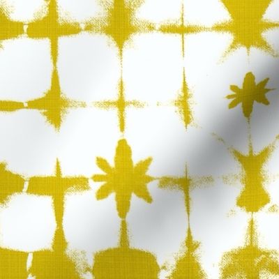shibori stars n squares yellow grain